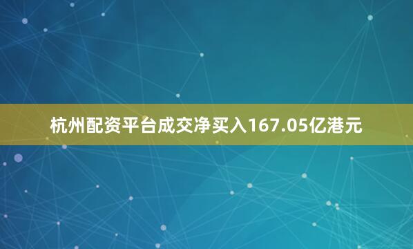 杭州配资平台成交净买入167.05亿港元